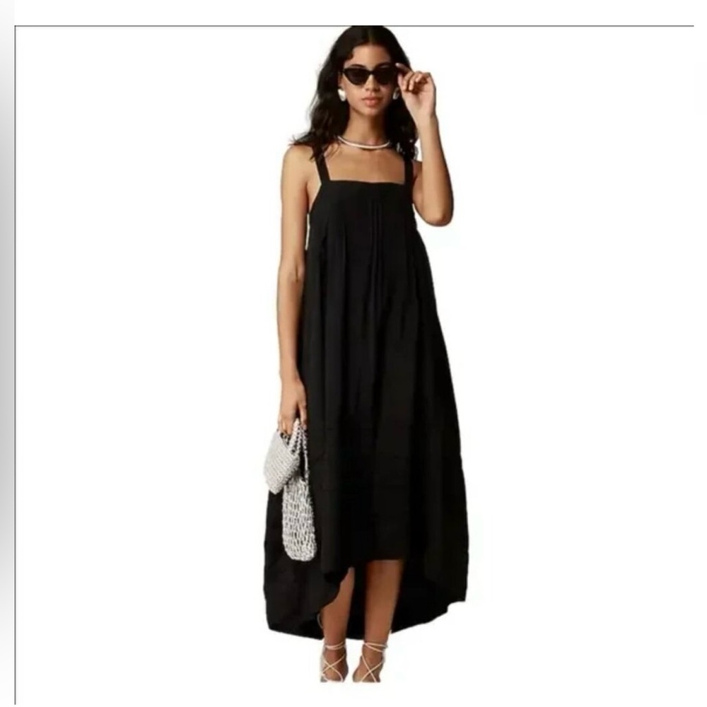 NWT - J.Crew Pintuck midi dress in drapey organza - Black - Size Small